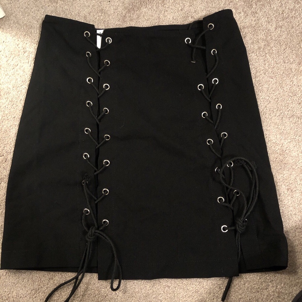 Black lace up skirt
